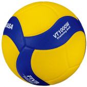 Мяч волейбольный утяжелённый "MIKASA VT1000W", р 5, синтетическая кожа, вес 1000 г, клееный, сине-желтый