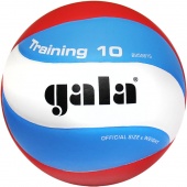 Мяч волейбольный "GALA Training 10", р.5, синт. кожа ПУ, клееный, бут. кам, бел-гол-красный