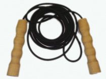 Скакалка резиновая черная 3.8 м с деревянными ручками