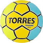 Мяч гандбольный "TORRES Training", р.0, ПУ, 4 подкл. слоя, руч. сшивка, желто-голубой