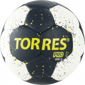 Мяч гандбольный "TORRES PRO", р.2, ПУ, 4 подкл. слоя, гибрид. сшивка, черно-бел-желт